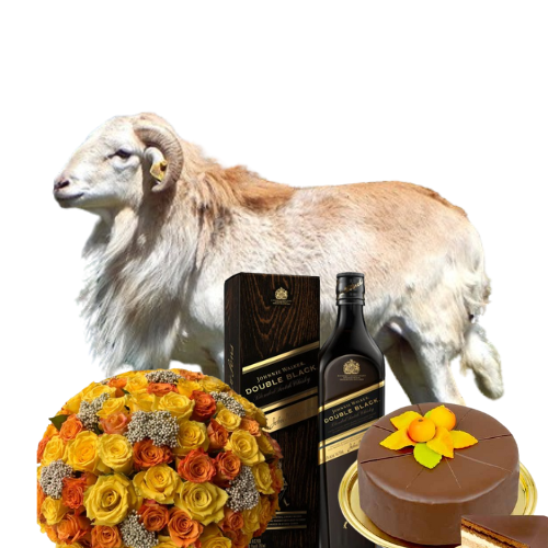 sheep whisky double black cake and flower for family