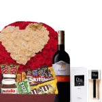 flower perfume sweets wine gift for beloved ones